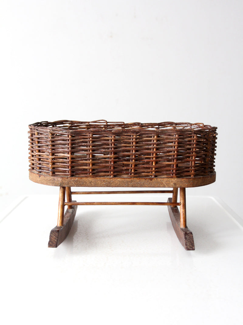 vintage wicker planter basket on rocker base