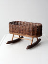 vintage wicker planter basket on rocker base