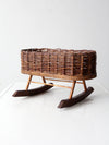 vintage wicker planter basket on rocker base