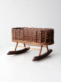 vintage wicker planter basket on rocker base