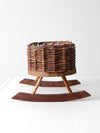 vintage wicker planter basket on rocker base
