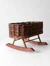 vintage wicker planter basket on rocker base