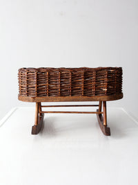 vintage wicker planter basket on rocker base