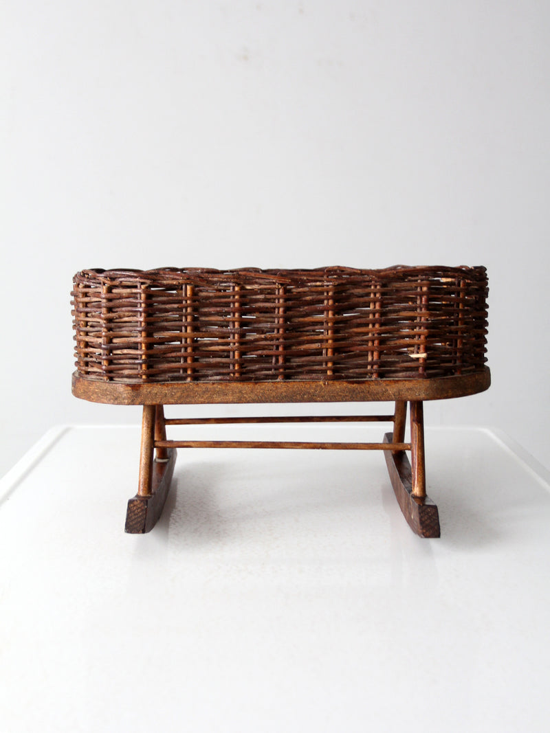 vintage wicker planter basket on rocker base