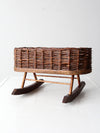 vintage wicker planter basket on rocker base