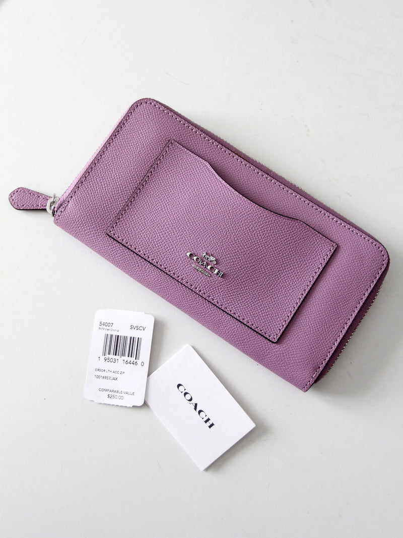 Coach violet orchid leather zip wallet
