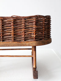 vintage wicker planter basket on rocker base