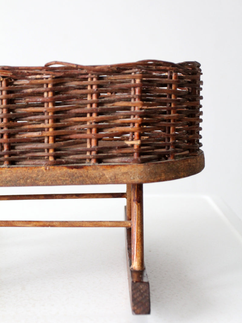 vintage wicker planter basket on rocker base