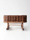 vintage wicker planter basket on rocker base