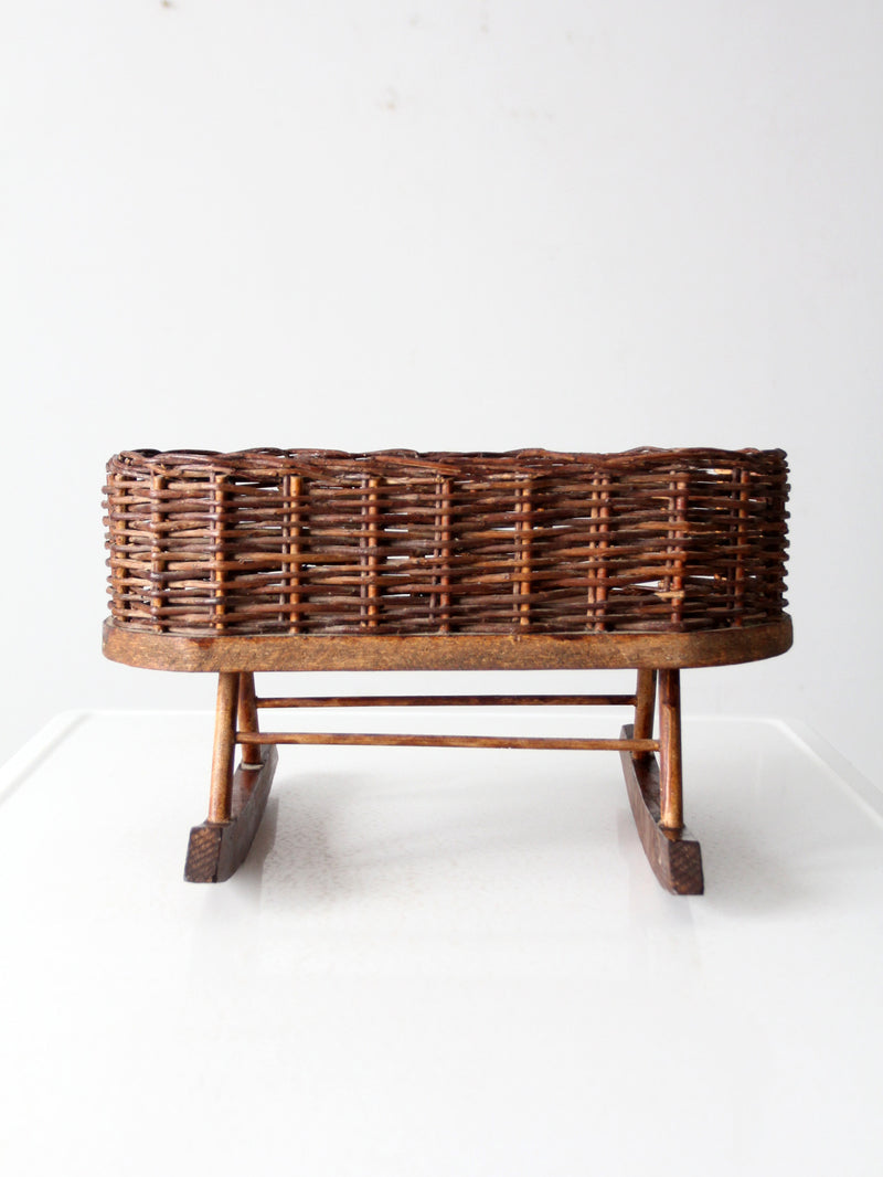 vintage wicker planter basket on rocker base