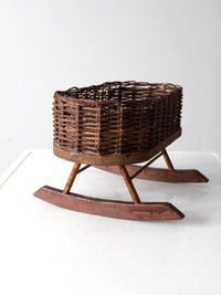 vintage wicker planter basket on rocker base