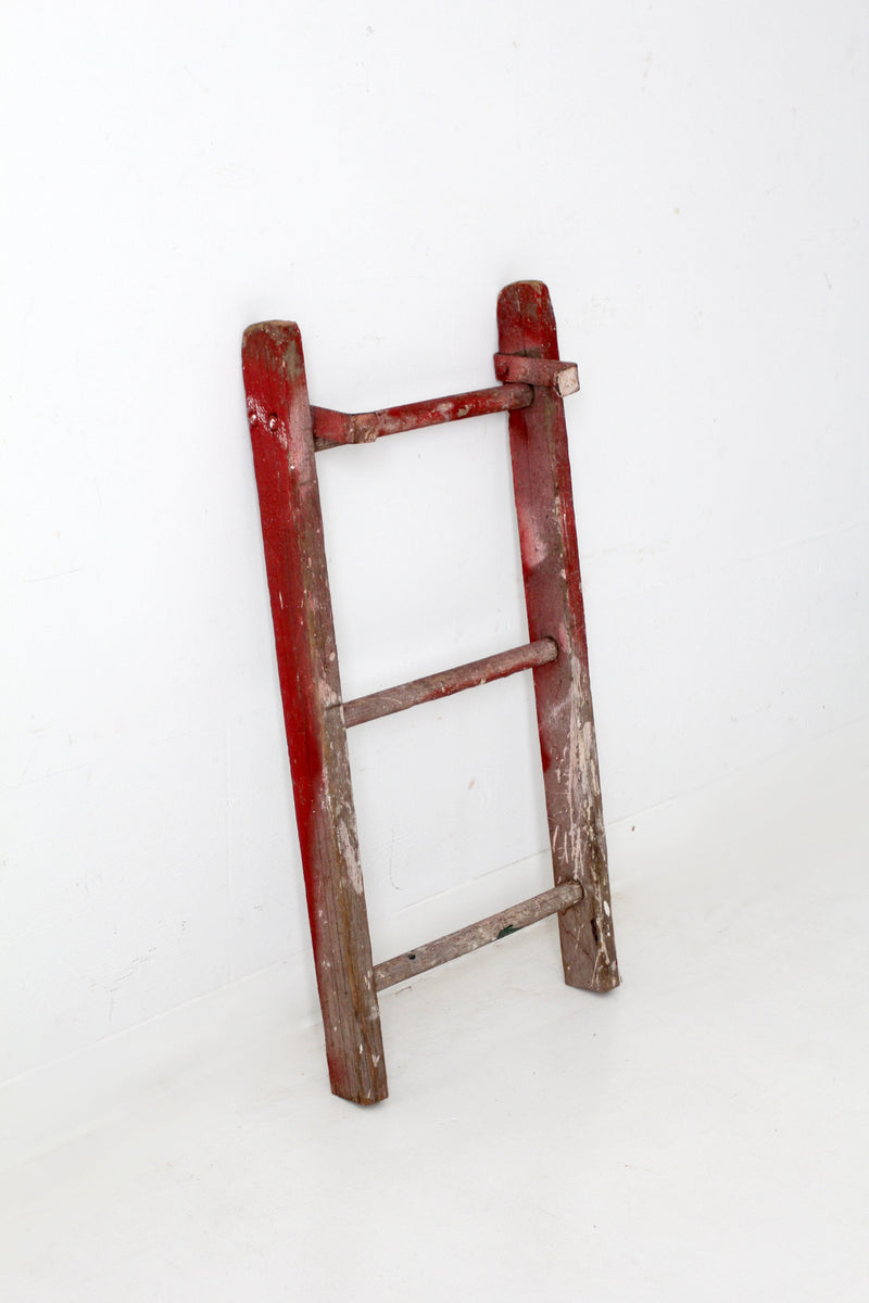 vintage 3 rung red picking ladder