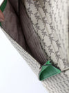Michael Kors monogram canvas tote bag with green leather handles