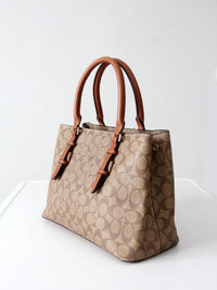 Coach signature coated canvas satchel bag with leather handles