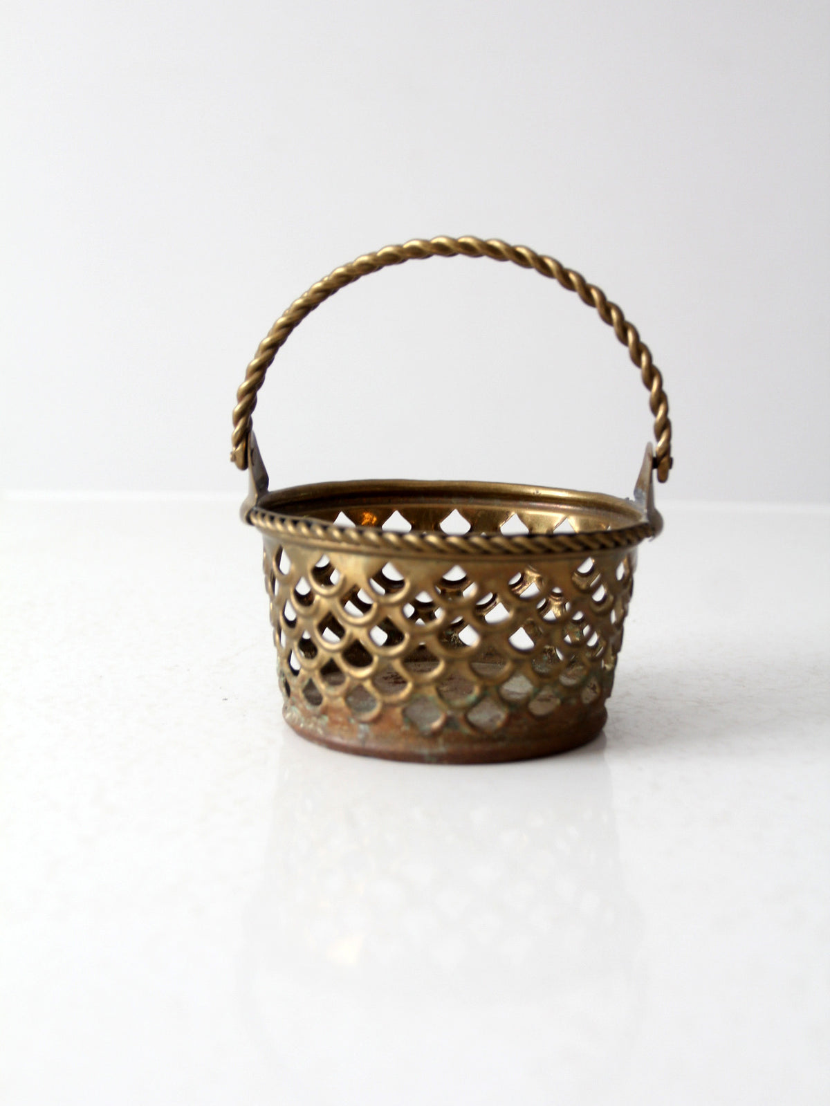 vintage brass basket