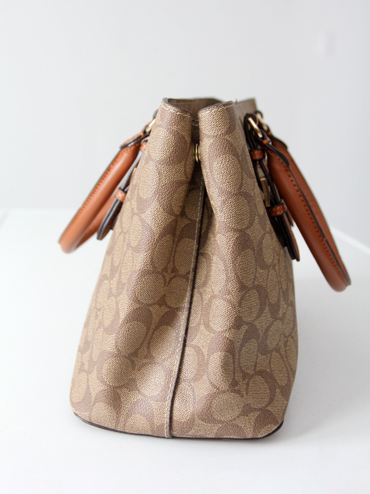 Coach signature coated canvas satchel bag with leather handles