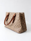 Coach signature coated canvas satchel bag with leather handles