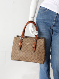 Coach signature coated canvas satchel bag with leather handles