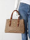 Coach signature coated canvas satchel bag with leather handles