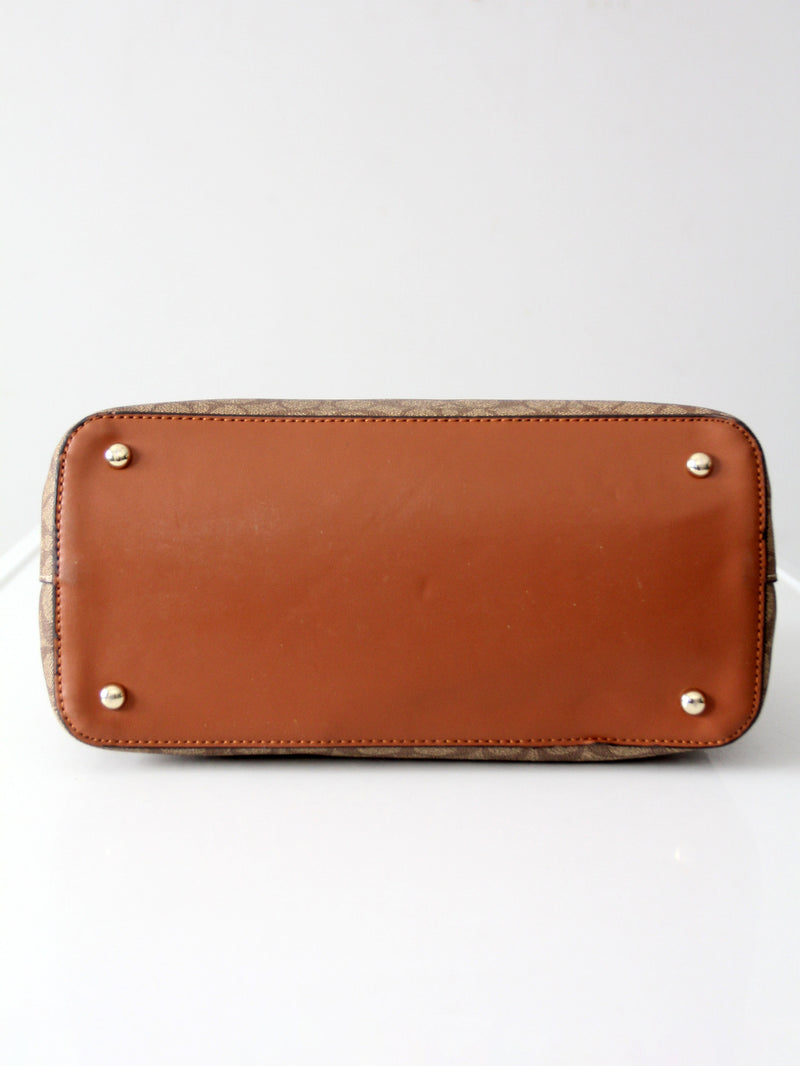 Coach signature coated canvas satchel bag with leather handles