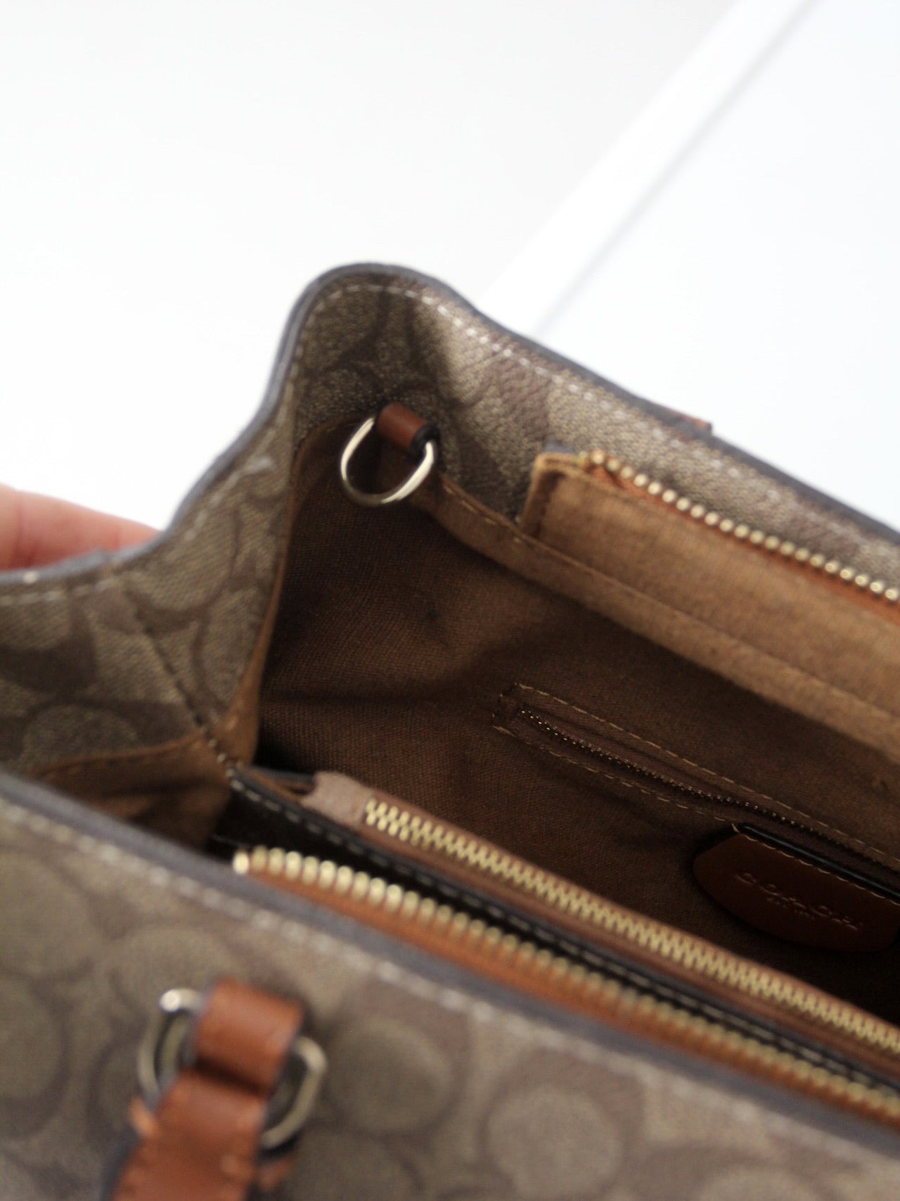 Coach signature coated canvas satchel bag with leather handles