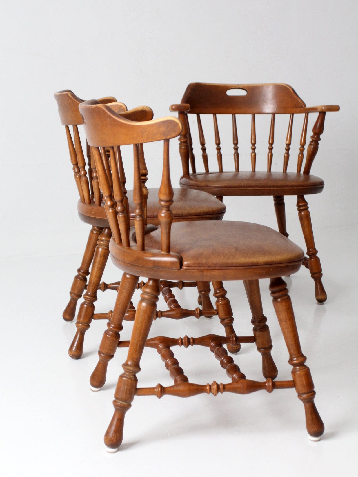 set of 6 mid-century Dinaire wooden dining chairs
