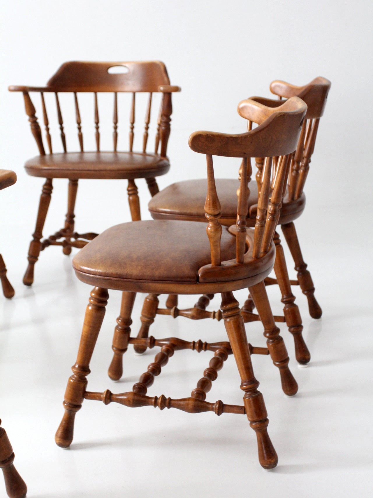 set of 6 mid-century Dinaire wooden dining chairs