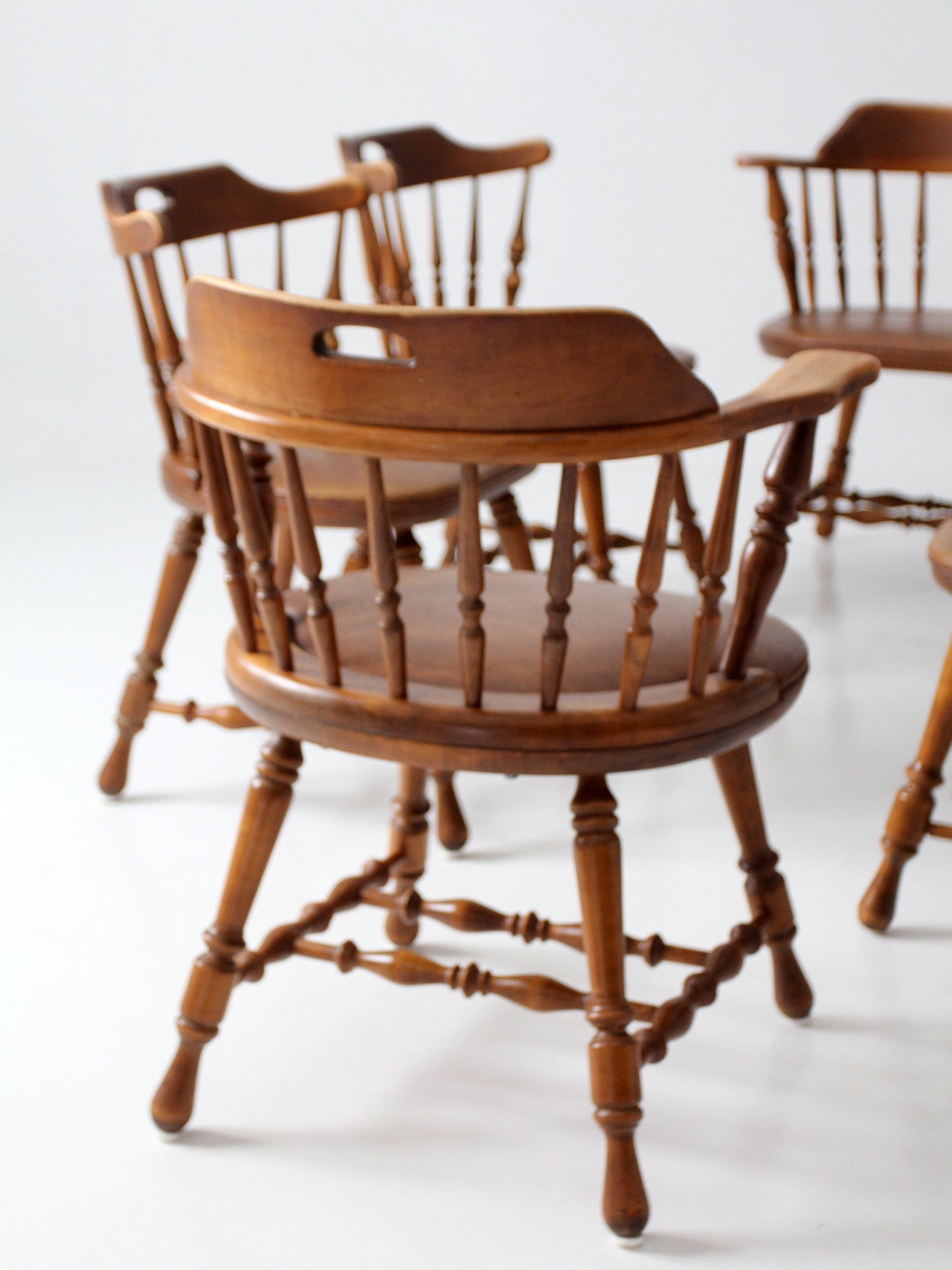 set of 6 mid-century Dinaire wooden dining chairs