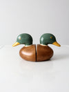 mid century painted wood duck bookends pair