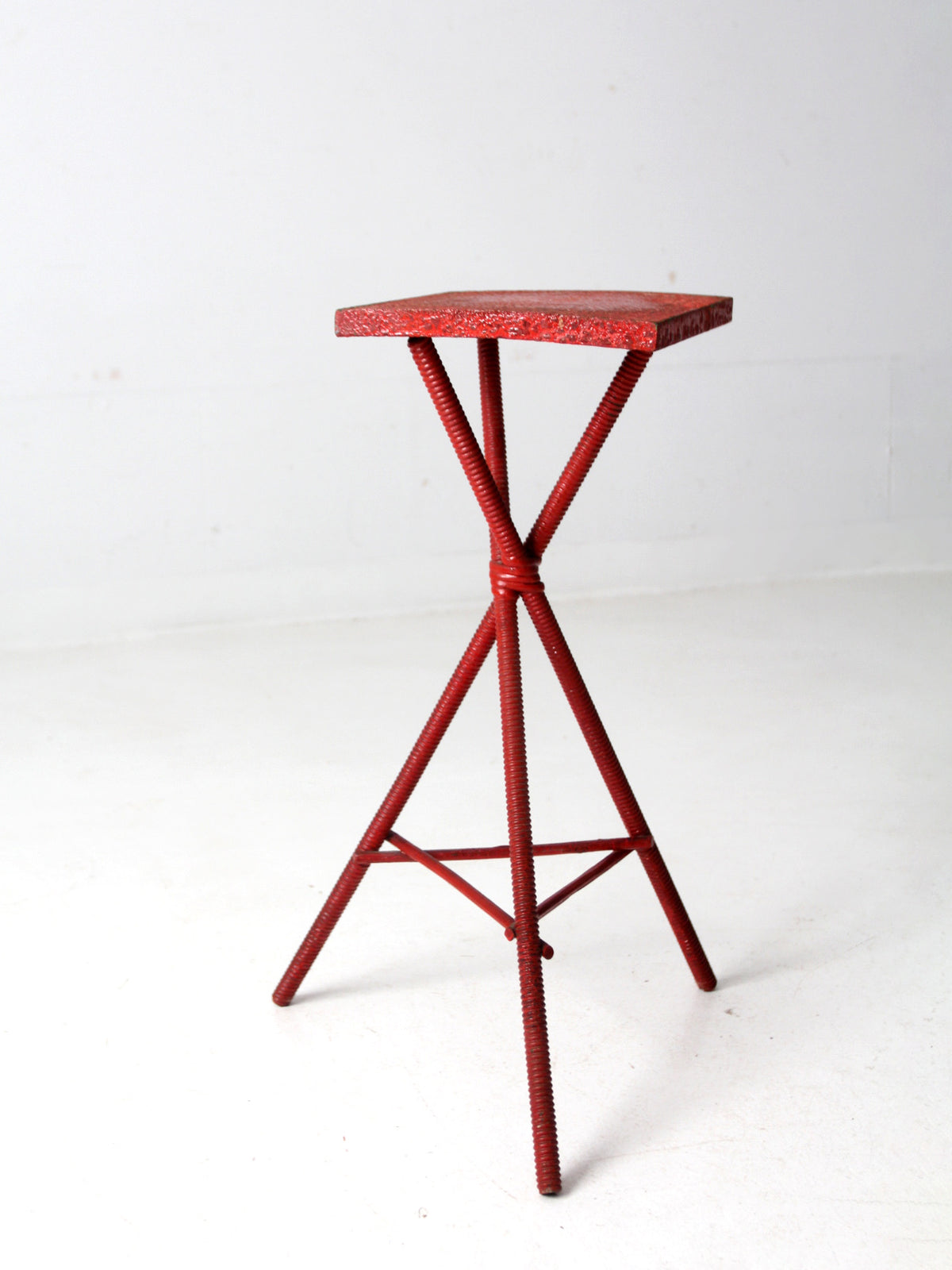 antique red folk art table