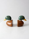 mid century painted wood duck bookends pair