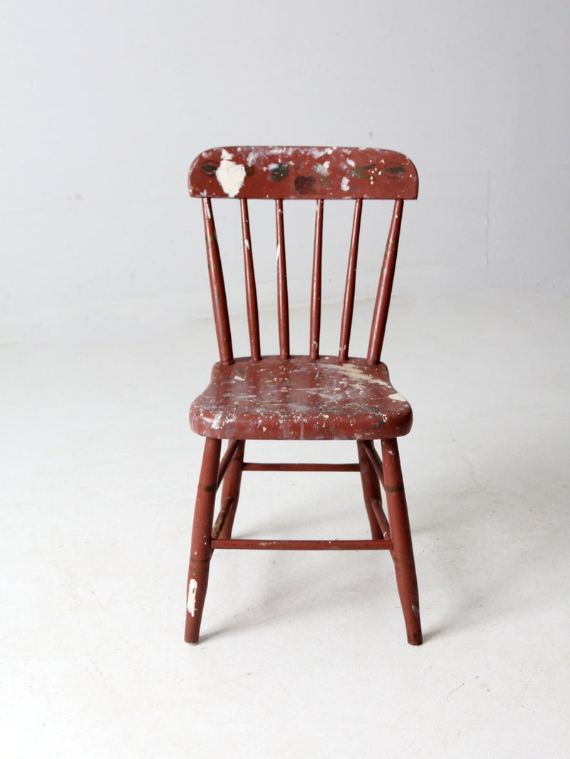 antique primitive plank seat chair