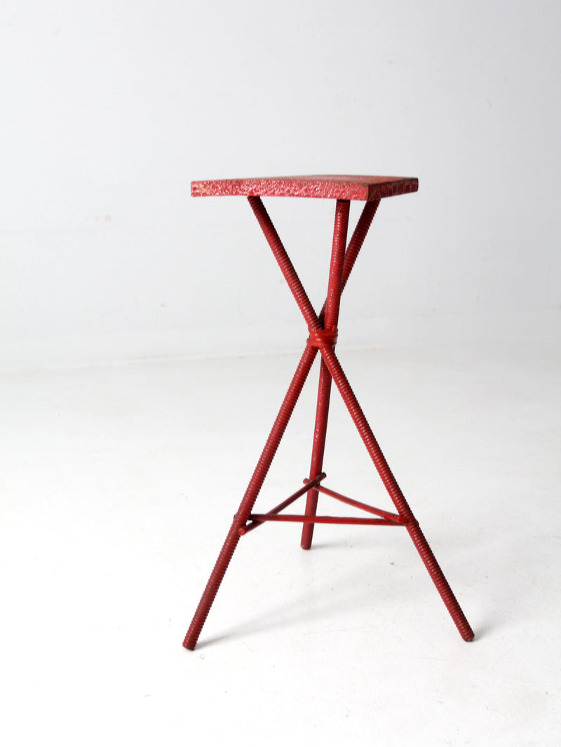 antique red folk art table