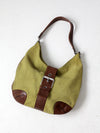 vintage Michael Kors olive suede and brown leather buckle hobo bag