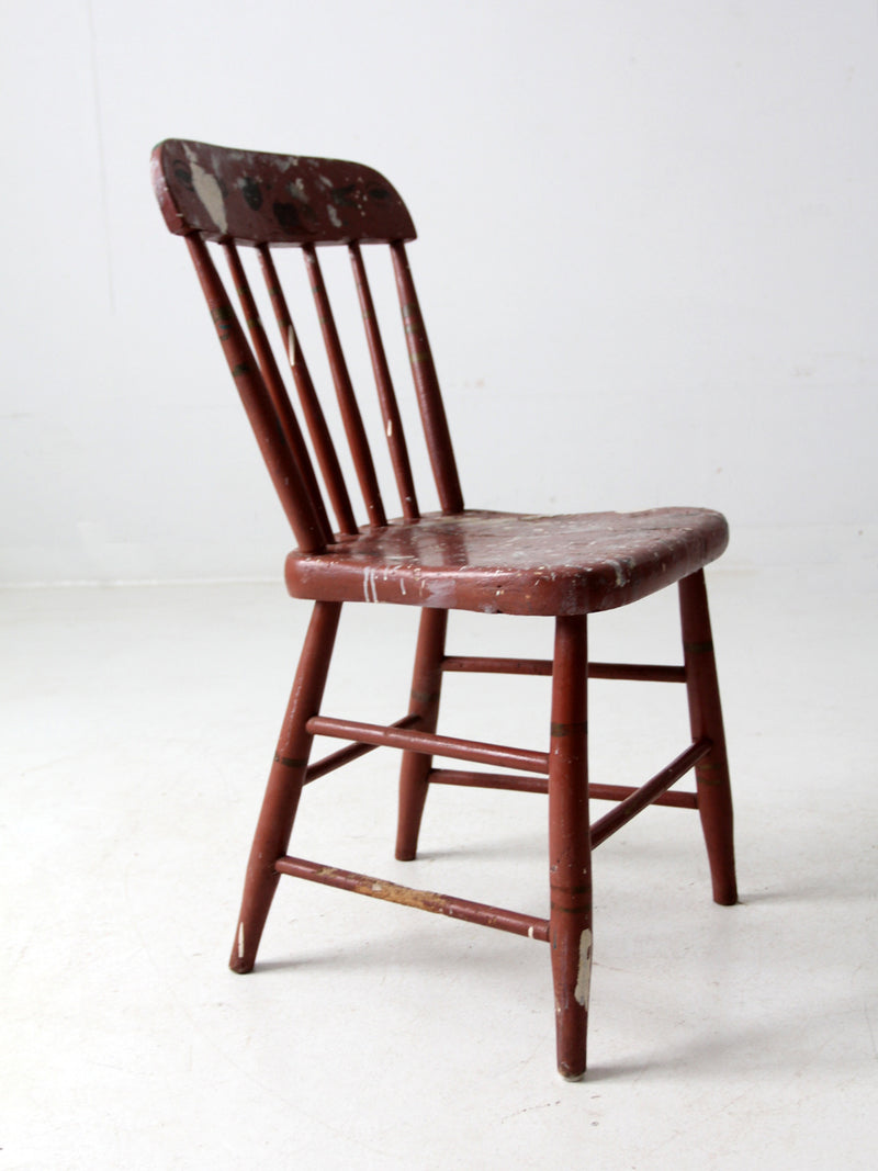 antique primitive plank seat chair