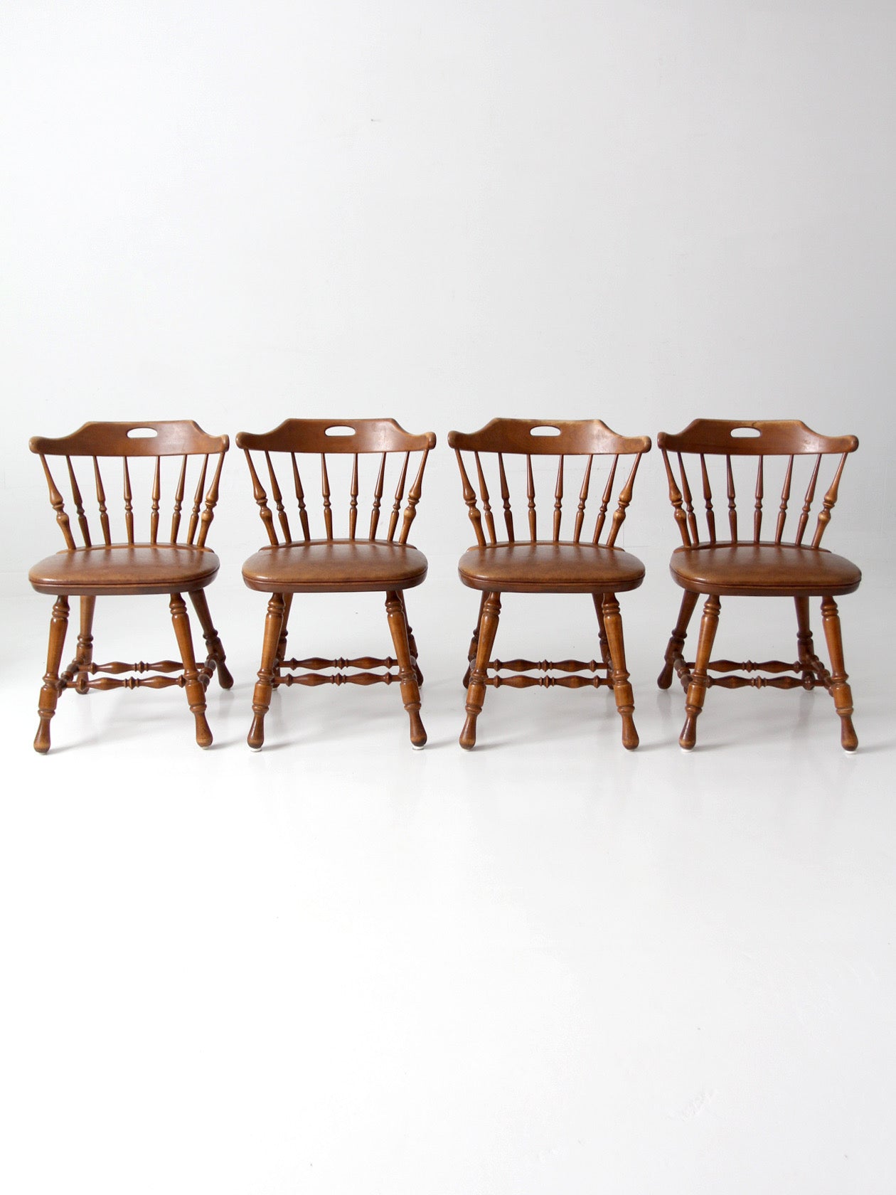 set of 6 mid-century Dinaire wooden dining chairs