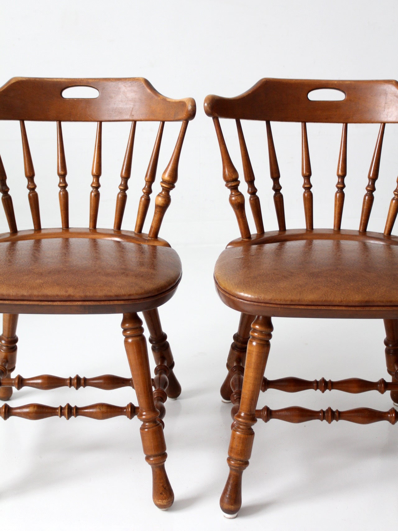 set of 6 mid-century Dinaire wooden dining chairs