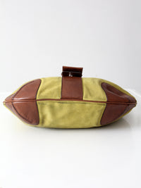 vintage Michael Kors olive suede and brown leather buckle hobo bag