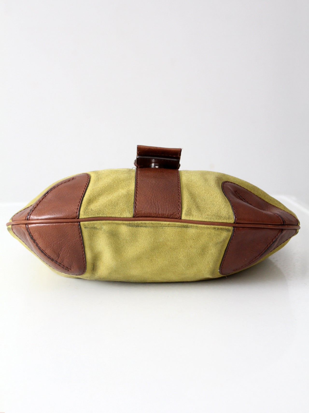 vintage Michael Kors olive suede and brown leather buckle hobo bag