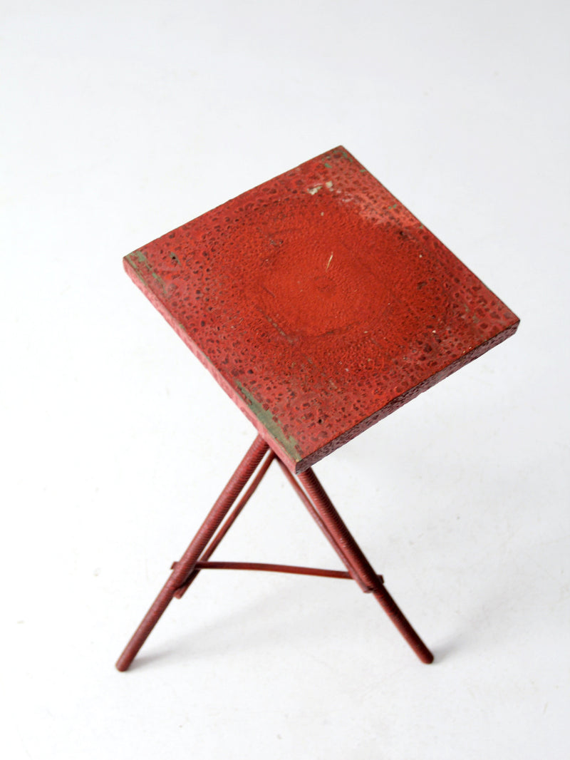 antique red folk art table