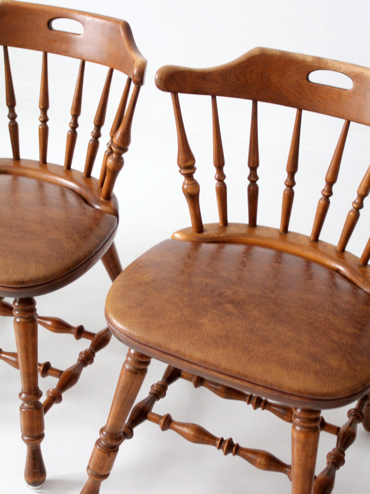 set of 6 mid-century Dinaire wooden dining chairs
