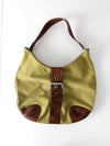 vintage Michael Kors olive suede and brown leather buckle hobo bag
