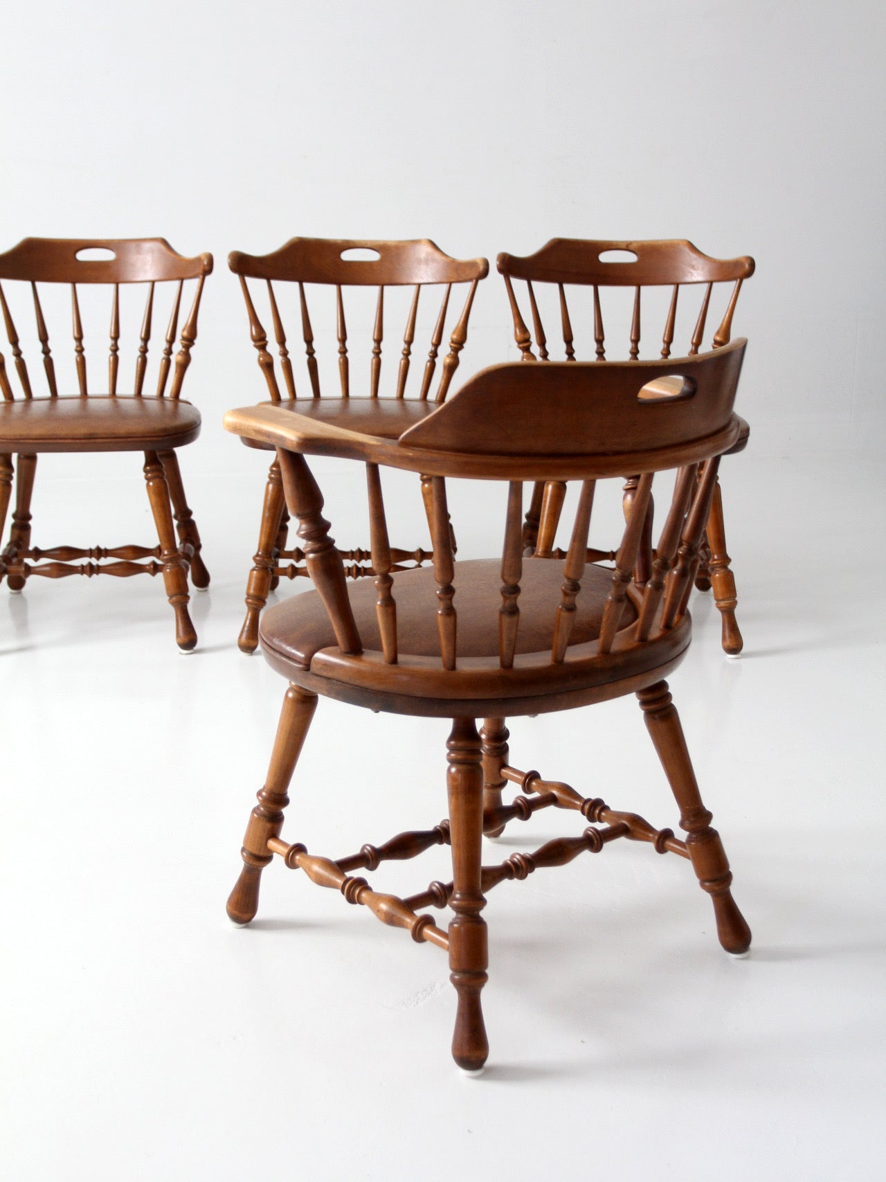 set of 6 mid-century Dinaire wooden dining chairs