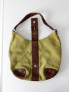 vintage Michael Kors olive suede and brown leather buckle hobo bag