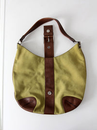vintage Michael Kors olive suede and brown leather buckle hobo bag