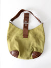 vintage Michael Kors olive suede and brown leather buckle hobo bag