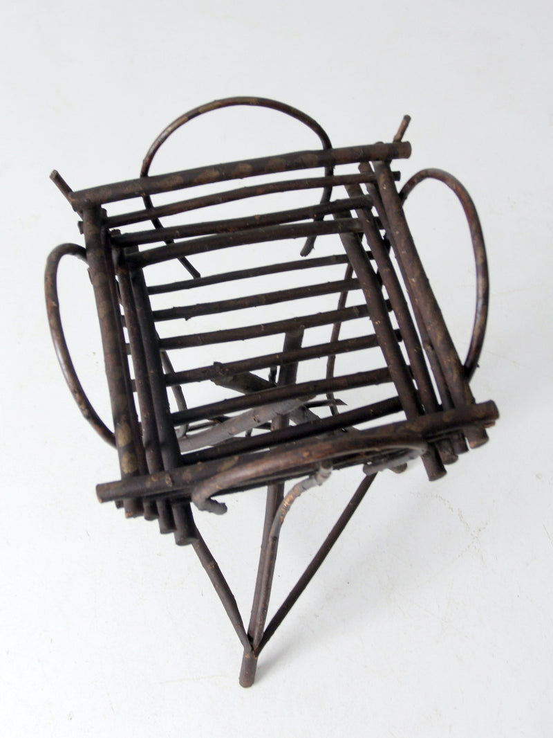 antique Adirondack twig planter