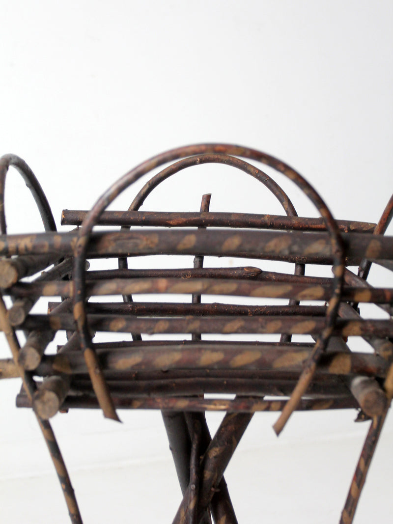 antique Adirondack twig planter