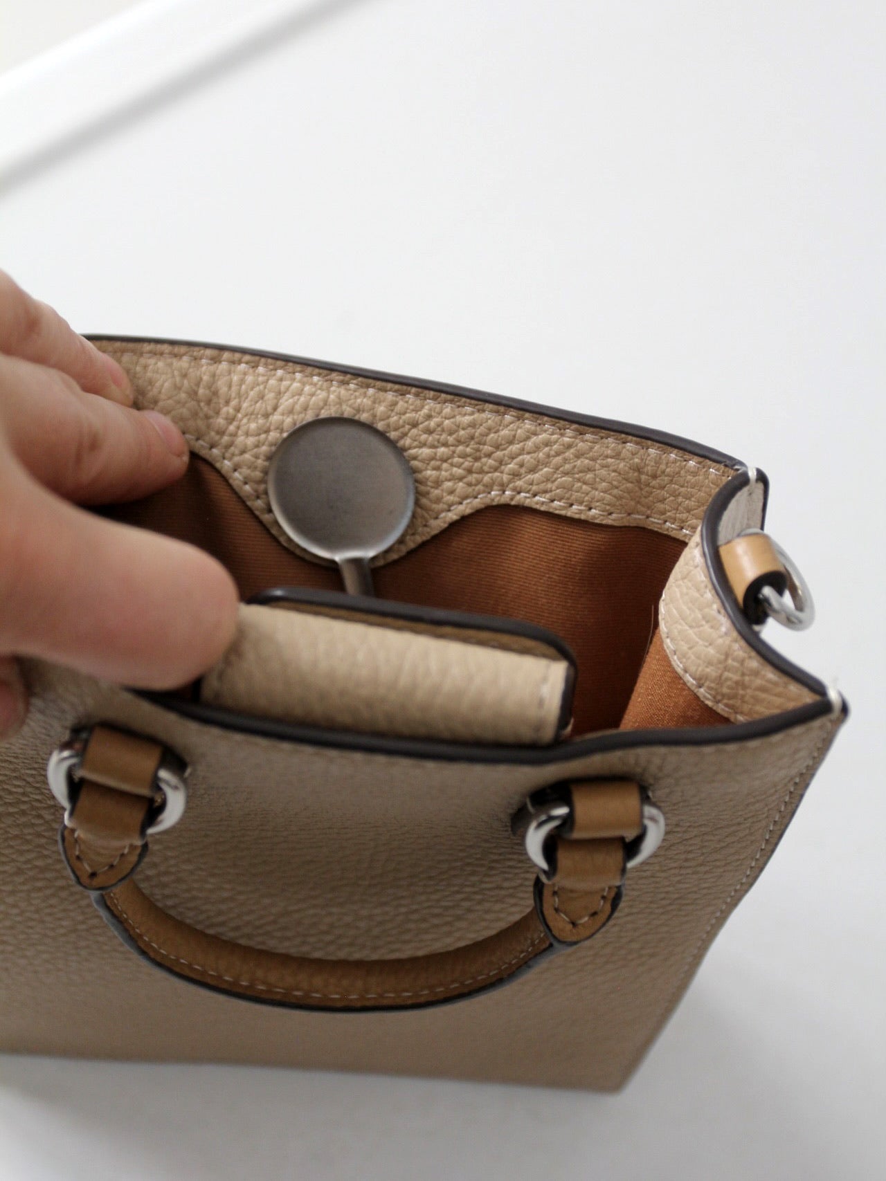 Coach pebble leather mini tote bag
