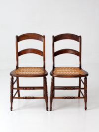 antique cane seat dining chairs pair